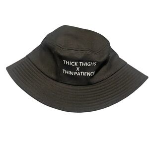 🤑 LOW START Black Bucket Hat with White Embroidery